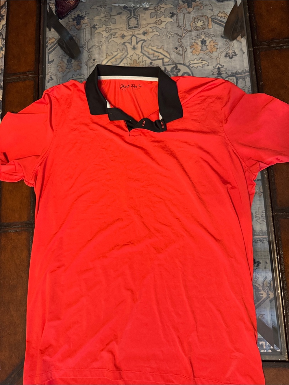 Men's Red Polo with Black Contrast Collar - Sleek Casual